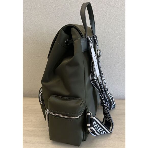 GUESS NL889431 ABERNATHY NYLON OLIVE BACKPACK TOTE BAG - Picture 4 of 15